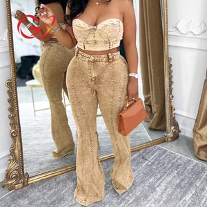 GX25163 Fashion 2026 Clothing Boutique Lady Street Wear Women Sleeveless Tube Tops and Pant 2 Piece Set