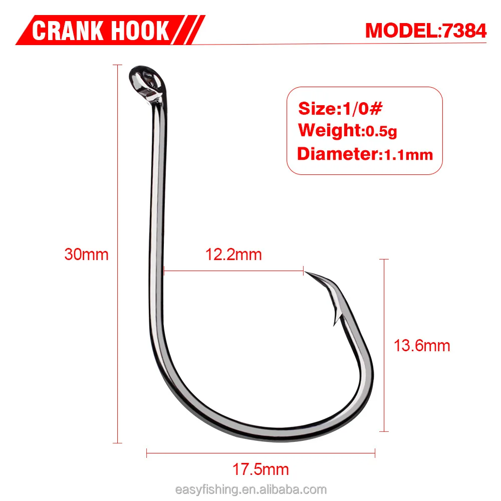 7384 100pcs/bag 2x Strong Circle Hooks Catfishing Tackle Octopus Offset ...