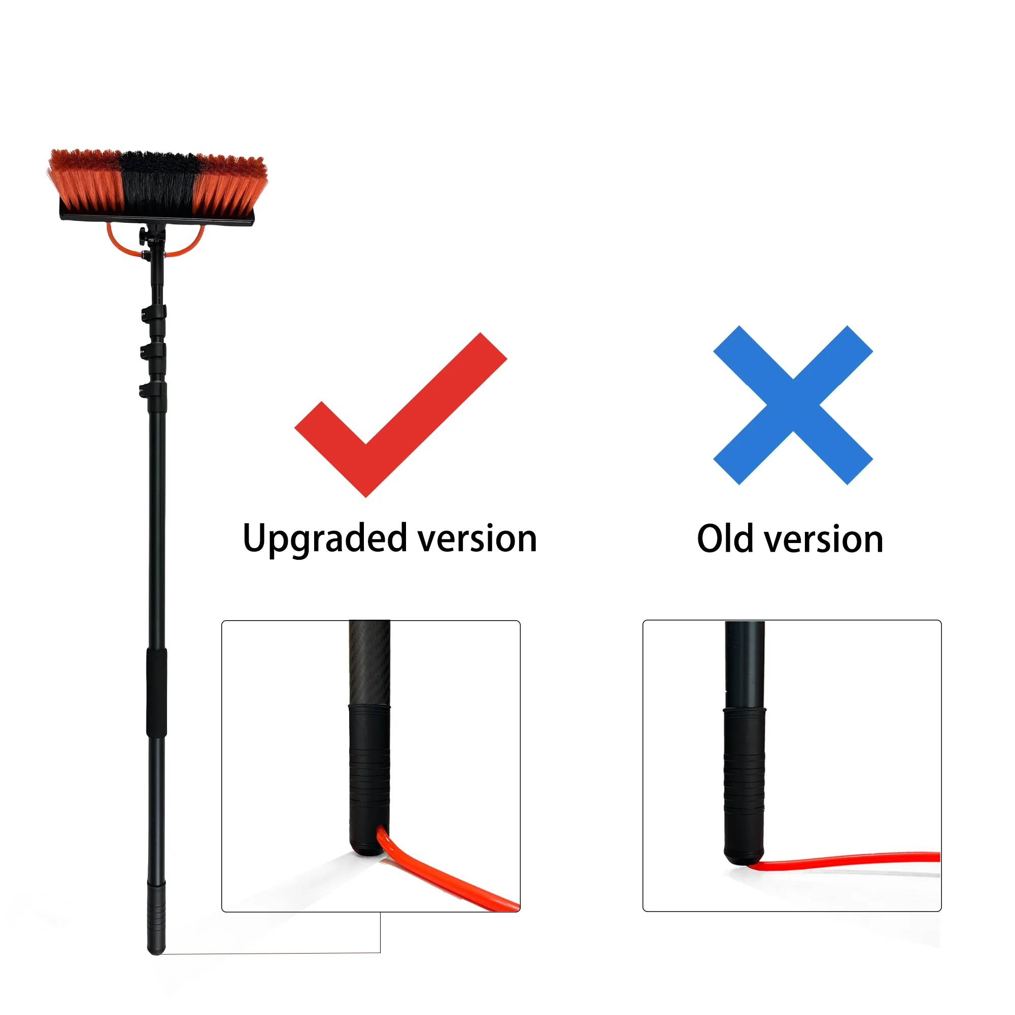 Qiyun 4.4m Solar Panel Window Cleaning Washing With Soap Dispenser Aluminum Water Fed Pole Brush With Telescopic Pole