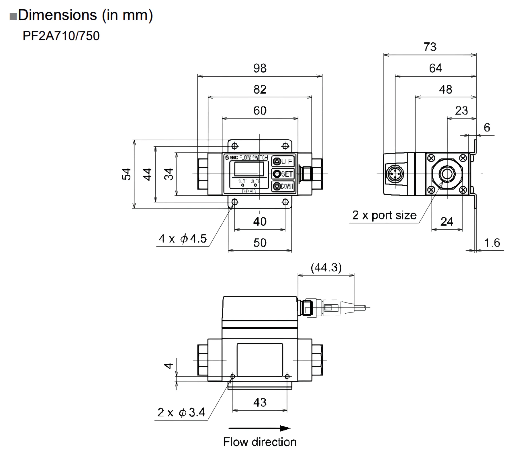 Smc Original Pf2a7 Series Integrated Display Type Digital Flow Switch