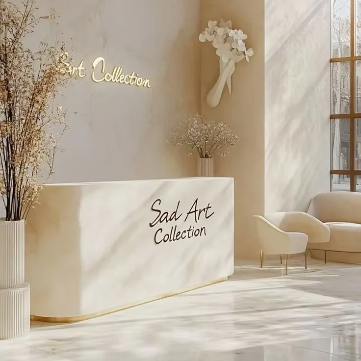 Customized U-Shaped Modern Reception Desk for Beauty Nail Salon Wood Front Counter with Logo
