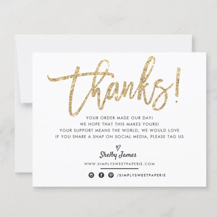 Wholesale OEM Custom thank you card Recycled Paper Customized Fancy  Printing gold foil wedding Card with envelope to Customer or guest or From  m.