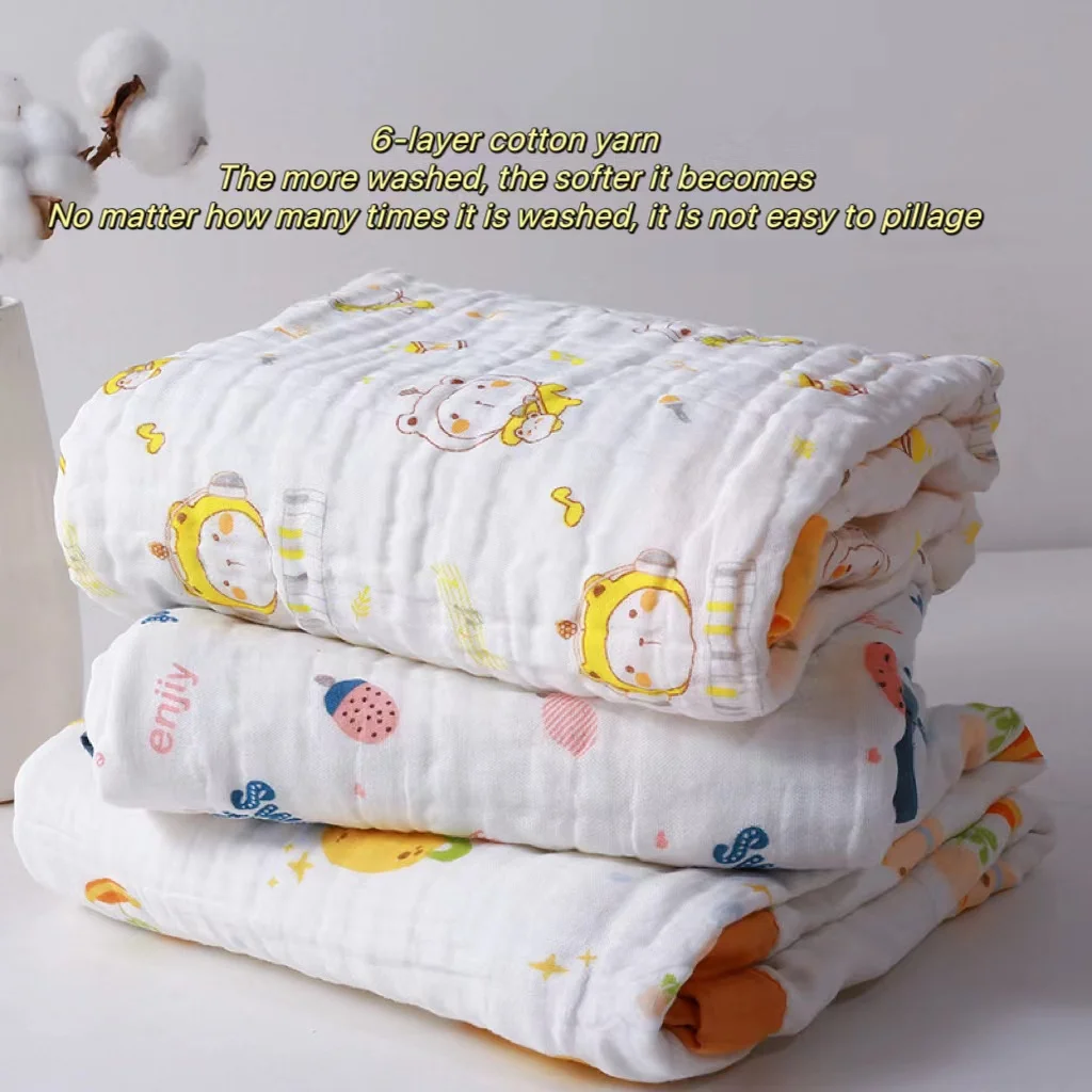 Muslin Cotton Baby Towels-6 layers Baby Newborn Bath blanket Ultra Soft Warm Breathable Absorbent Unisex Quilt for Girls Boys manufacture