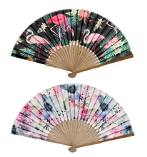 BSBH Cheap Price High Quality Small Bamboo Silk  Hand Folding Fan With Custom Flower Design For Wedding Party Show Gift Fans