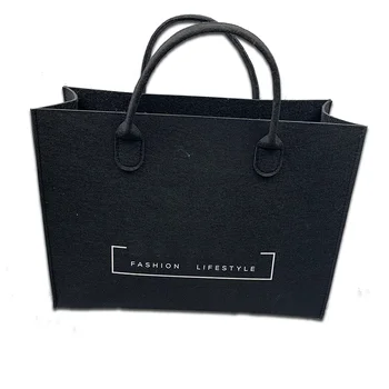 promotion Custom printed logo women tote bag wool felt ladies handbag shopping shoulder bag