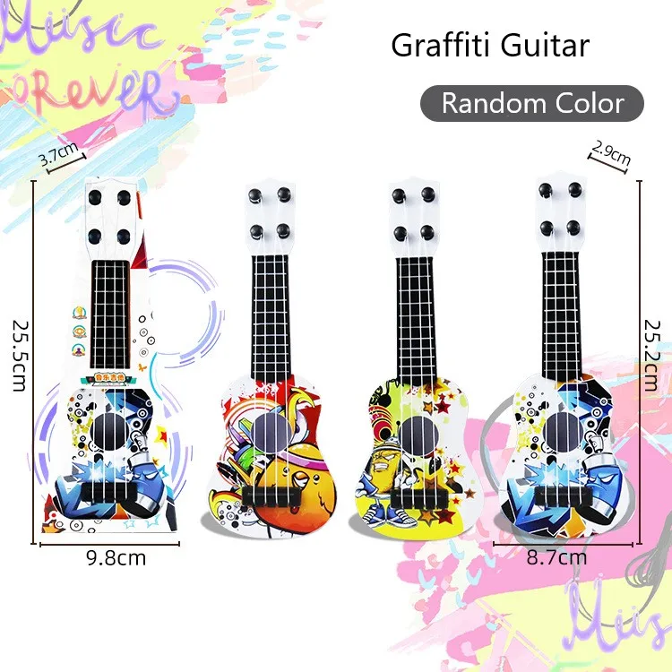 Детский игрушечный инструмент, имитация укулеле, мини-гитара с четырьмя струнами для воспроизведения музыки