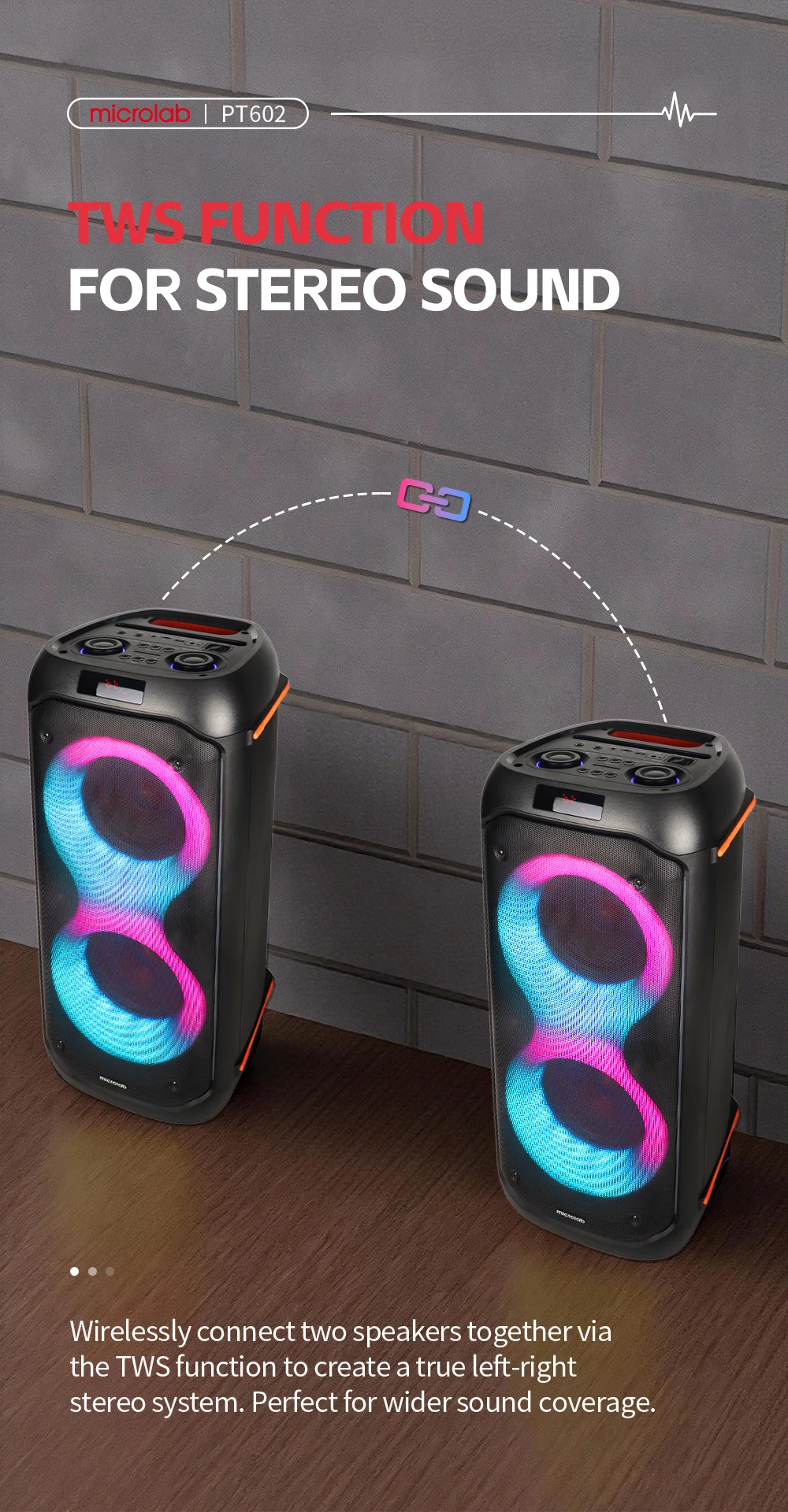 Microlab PT602W 40 Watt Bluetooth Party Speaker