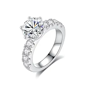 Tarnish Free Fine Custom Jewelry Large Moissanite High-quality Gemstone Luxury  Rings S925 Sterling Silver Rings for Girls