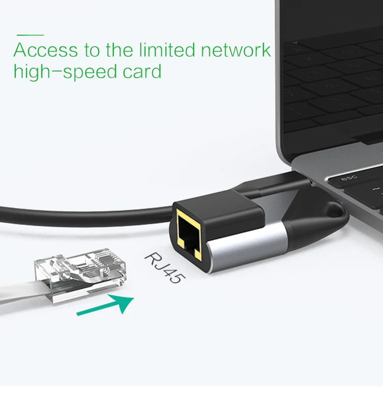 
Портативный Ethernet-адаптер 10M/100M/1000M USB Type-C Gigabit 