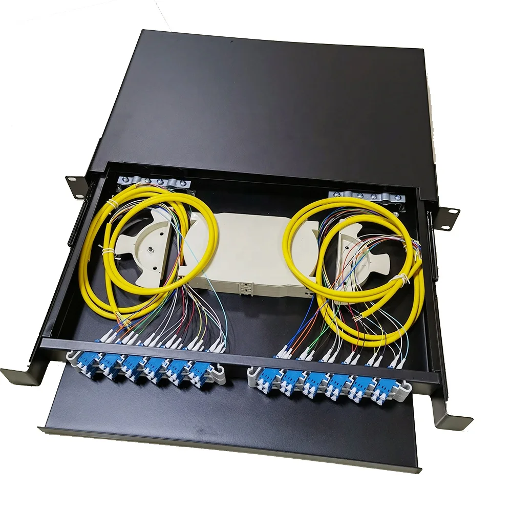 19'' 1U/2U Sliding Rail Drawer Rack Mount 12 24 48 Port Fiber Optic ...