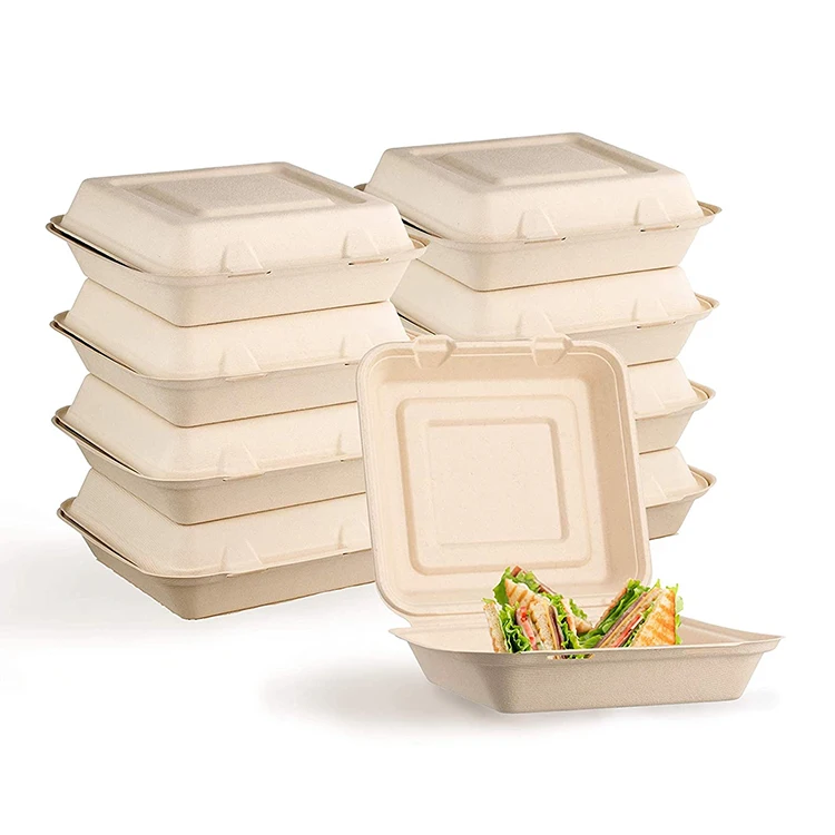 Disposable Compostable Clamshell to Go Boxes for Food Made of ...