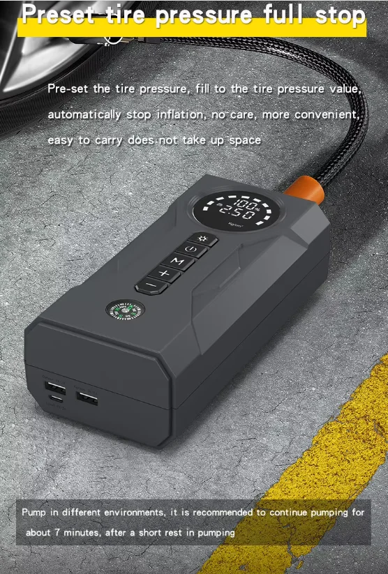 TK-900 Automatic Smart Digital Screen 12v Emergency Starter 8000mAh Power Bank Portable Car Jump Starter with Air Pump/VSB