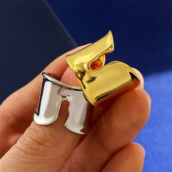 Tijia Minimalist Open Rings European and American French Style Wide Gold Silver for Men Women Trendy Alloy Jewelry