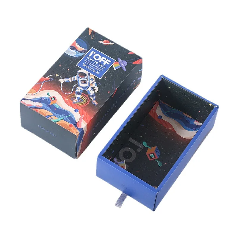 Custom Logo Cardboard Paper Printed Socks Underwear Packaging Folders Drawer Boxes for Kids