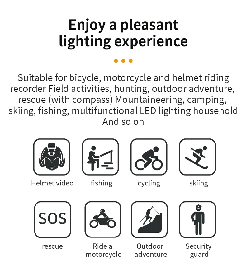HD 1080P Sport Camera Waterproof 4K Helmet Bicycle Motorcycle Action Recording Camera Explosion Proof Flashlight Camera