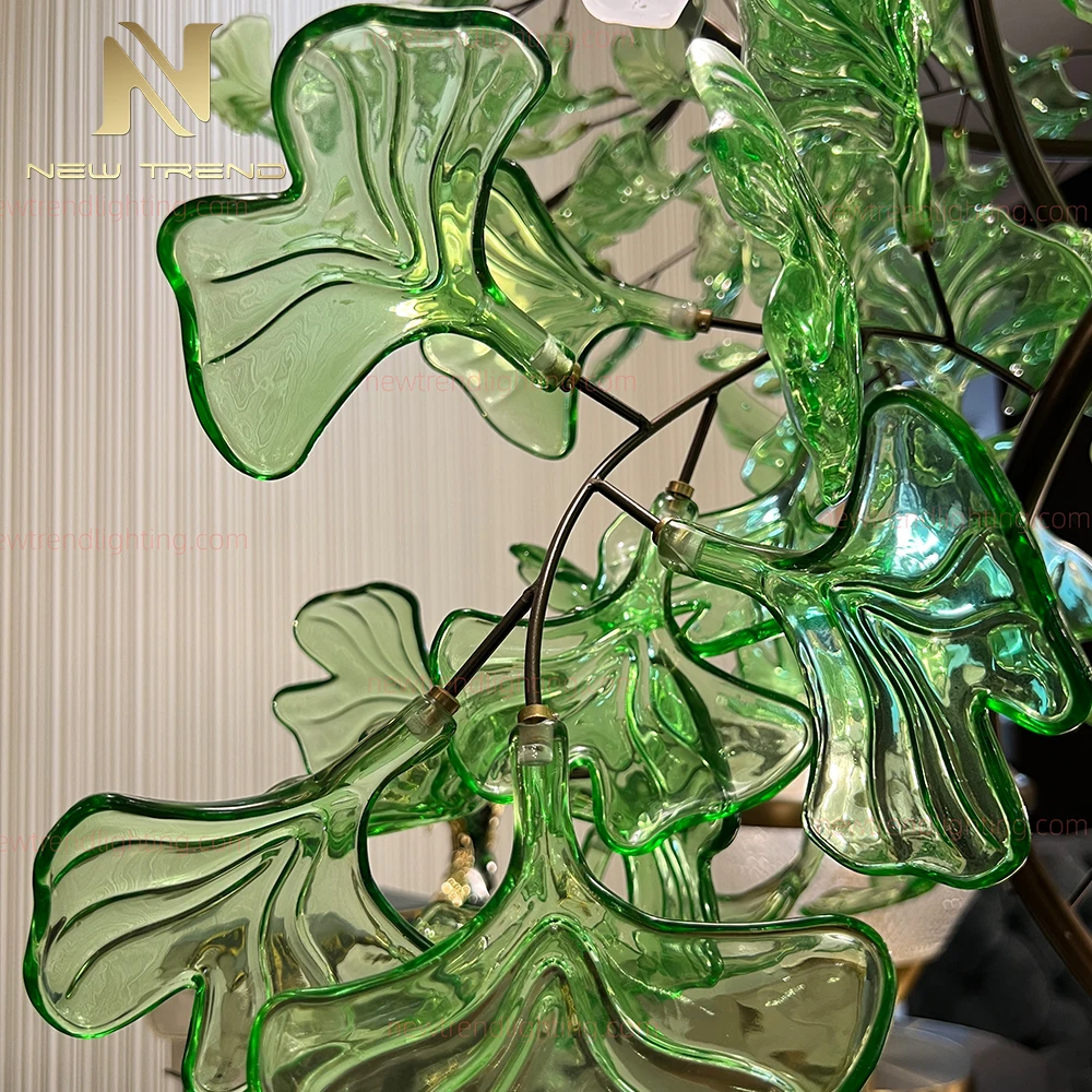 CPL-511 Custom Organic Shape Glass Chandelier: Luxury Cascading LED Staircase Lighting Manufacturer for High-End Villas