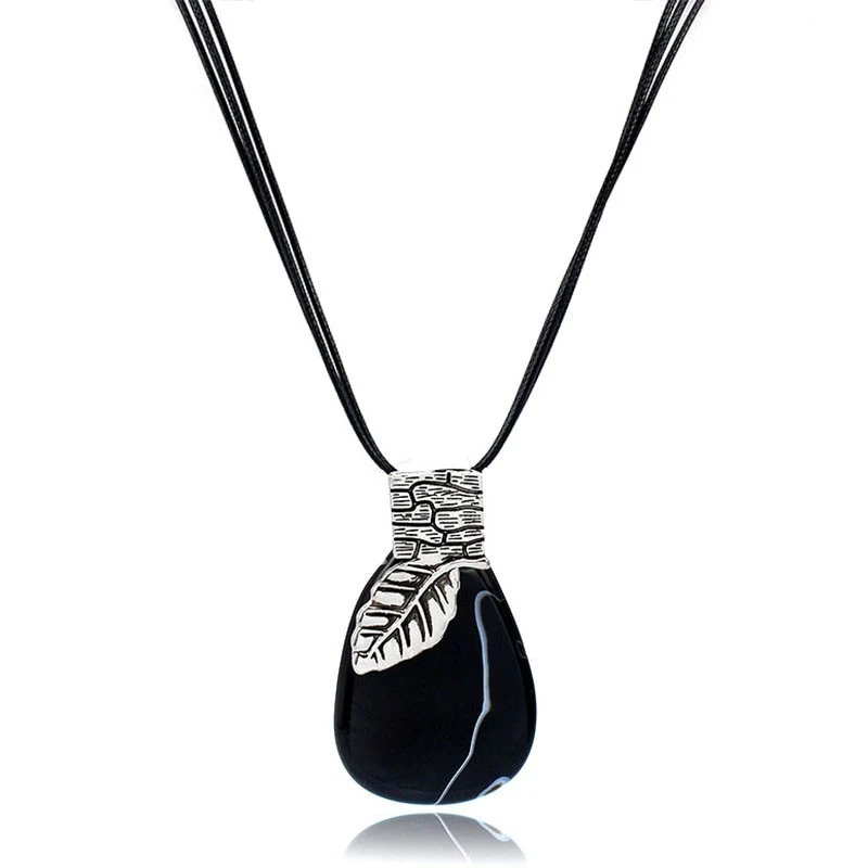 black rope chain with pendant