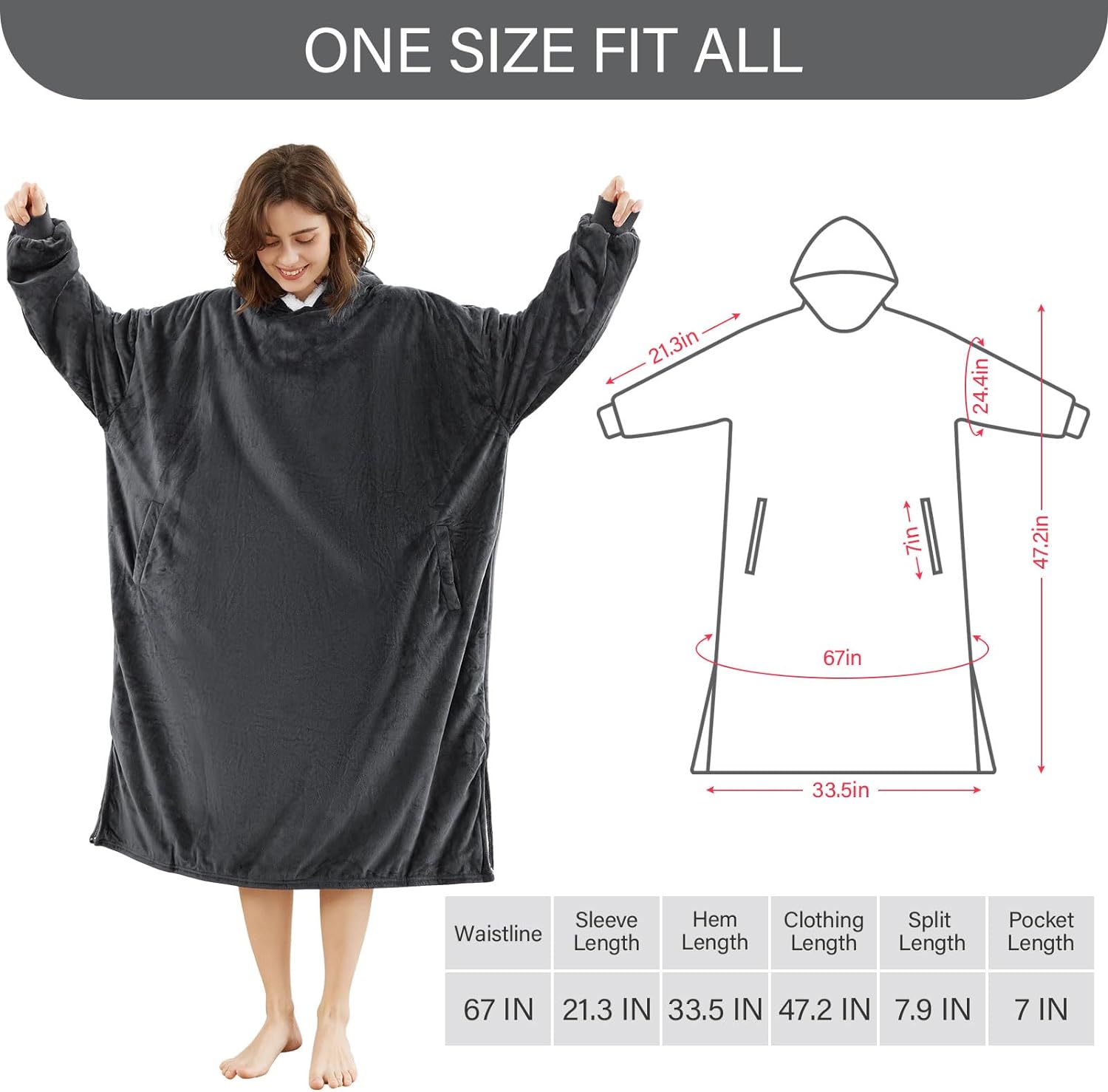Felpa con cappuccio coperta indossabile per donna uomo