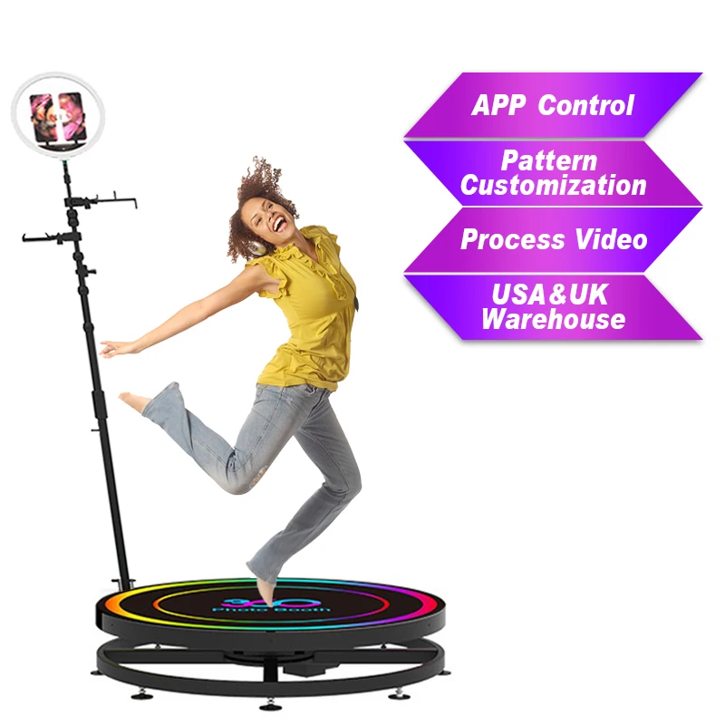 Светодиодная вращающаяся подставка из закаленного стекла с поворотом на 360 градусов Волшебная селфи фотокамера Автоматическая фото