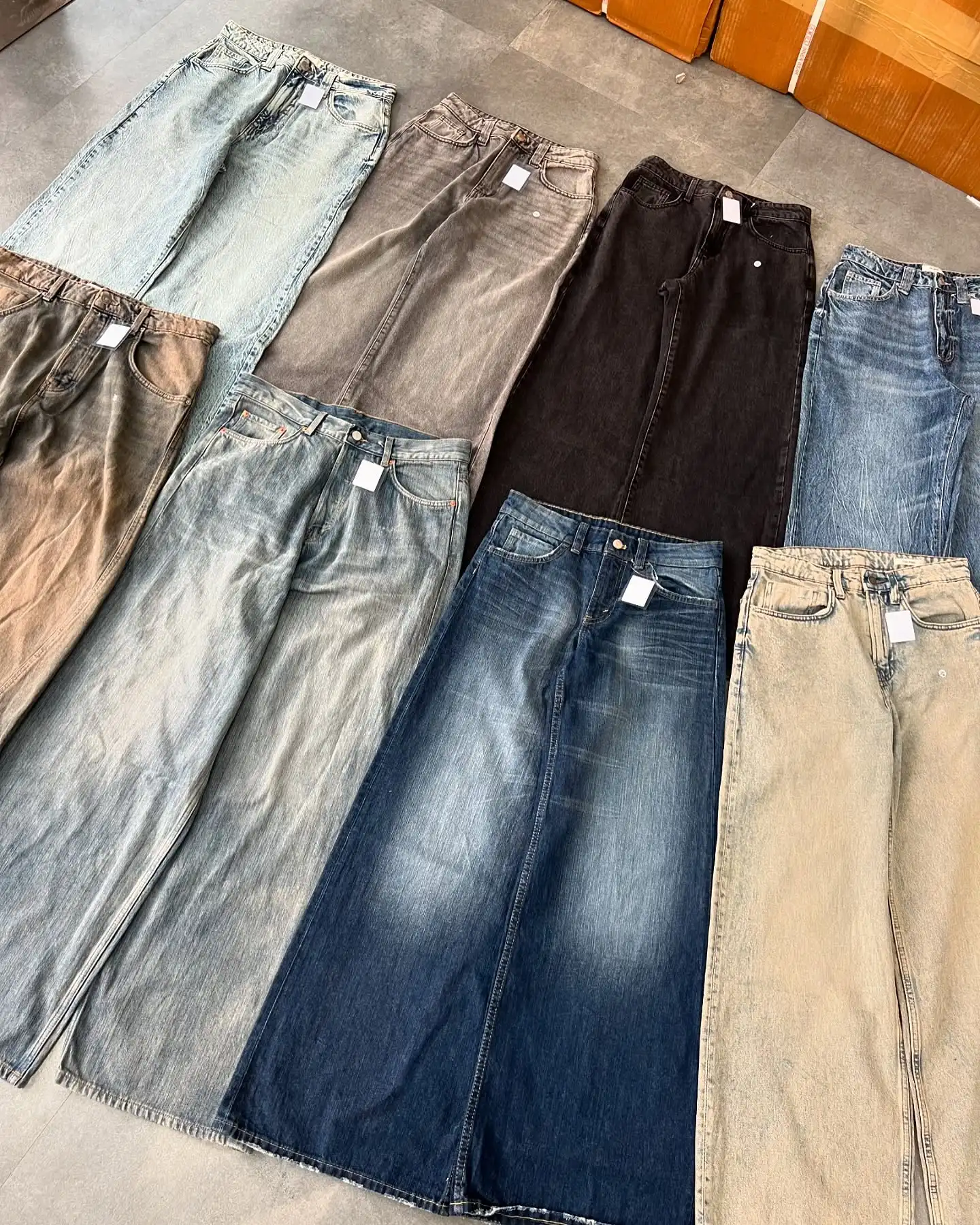 Custom Designer High Waist Vintage Acid Wash Baggy Men's Jeans Oversized Wide Legged Distressed Denim Pant Manufactured Jeans
