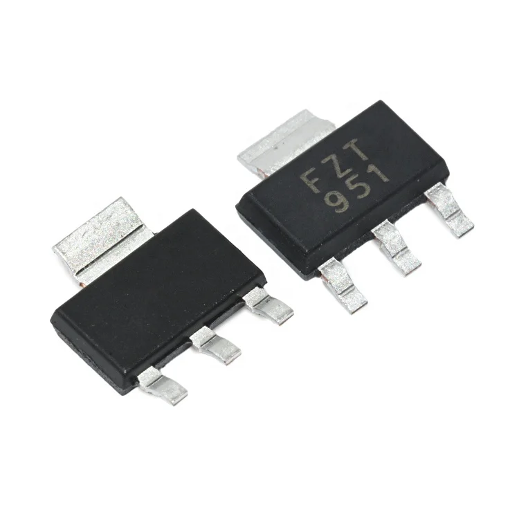 Transistor Bipolar Jeking FZT951 PNP, 60 V, 5 A, invólucro SOT223-3, transistores bipolares FZT951TA