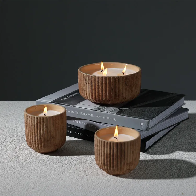 Custom Logo Colored Glaze Matte Cylinder Home Decoration Marble Candle