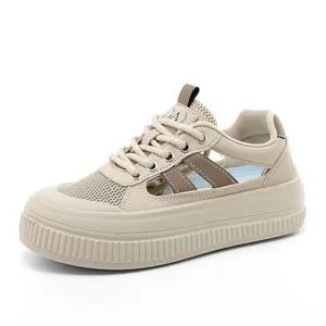 Q2657 Made in China Fashion Trend Comfortable Women's Shoes Summer Hollow Mesh Breathable Thick Sole Heightening Casual Shoes