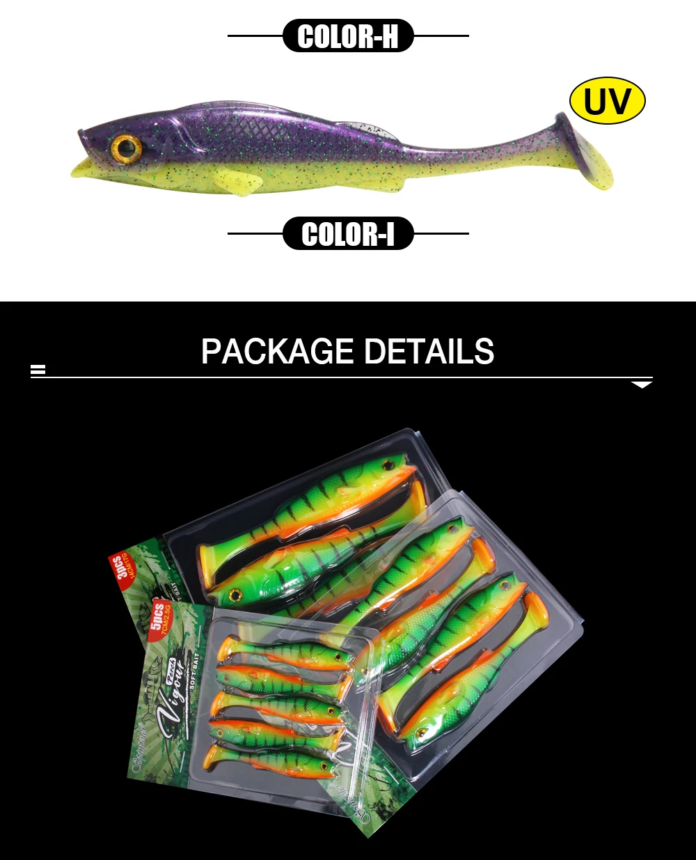 5 Esche In Gomma Morbida Konger 5 Cm Per Drop Shot E Jig - Pesce Persico, Luccio - Colori Misti - Foto 3