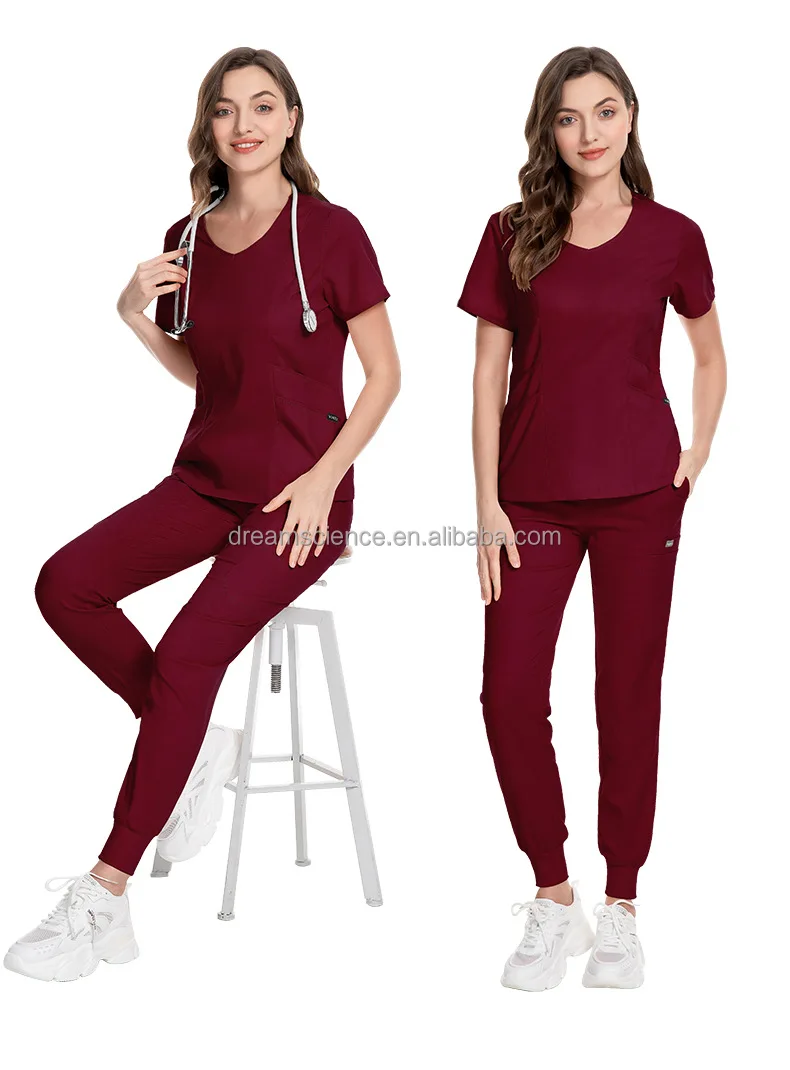 V Neck Oem Logo Custom Nurse Uniforms Scrubs Suits For Women Causal