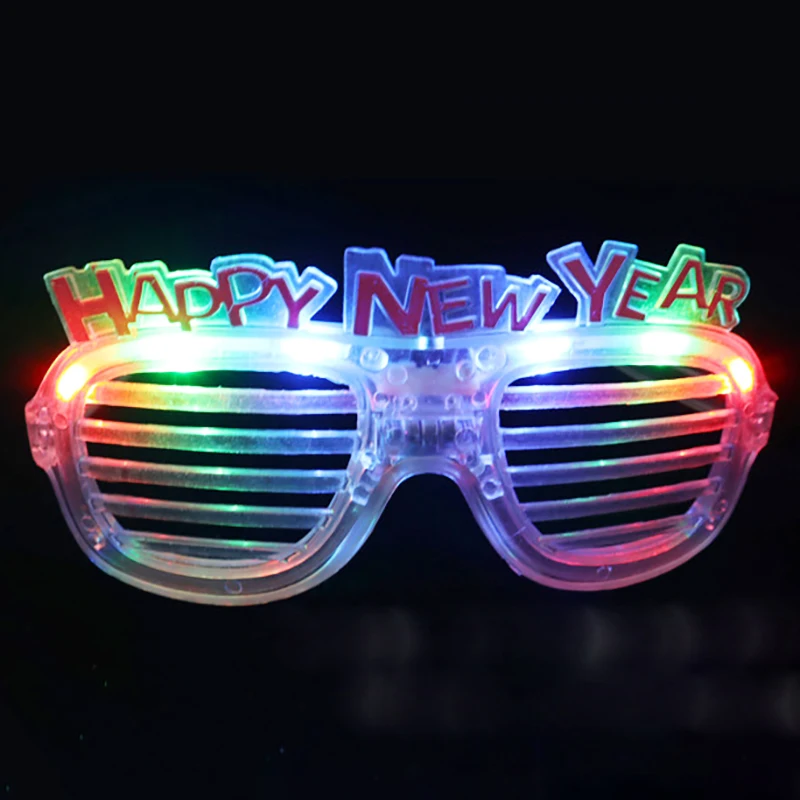 2024 Chinese New Year LED Flashing Shutter Glasses Transparent Red Battery Operated Shaped Like Numbers Boxed Packed