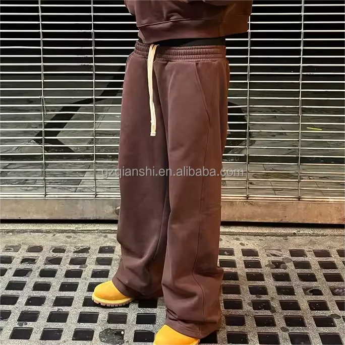 Custom Stacked Wide Leg Sweatpants Trousers Jogging Sweat Pants Men French Terry Track Pants Flare Straight Leg Baggy Sweatpants