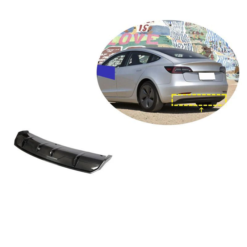 Quality Real Carbon Fibre Bumper Rear Lip Diffuser For Tesla Model 3