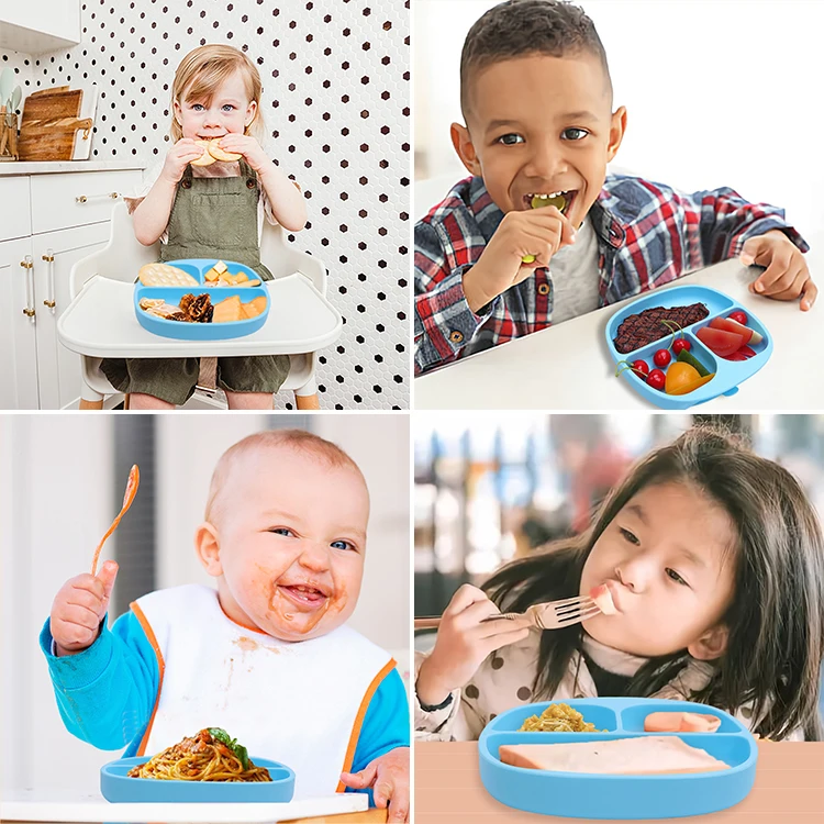 Kids Unbreakable Toddlers Independent Feeding Suction Plate Bowl Baby 