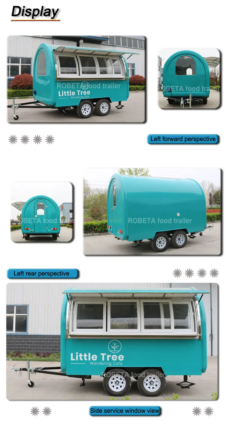 Mini Food Truck Coffee Trailer Fast Breakfast Food Carts Mobile Kitchen