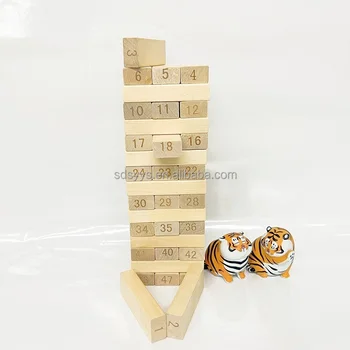 Kids colorful animal Wooden Toppling Tumbling Cognitive Building Tower Stacking Blocks Board Games with Dice
