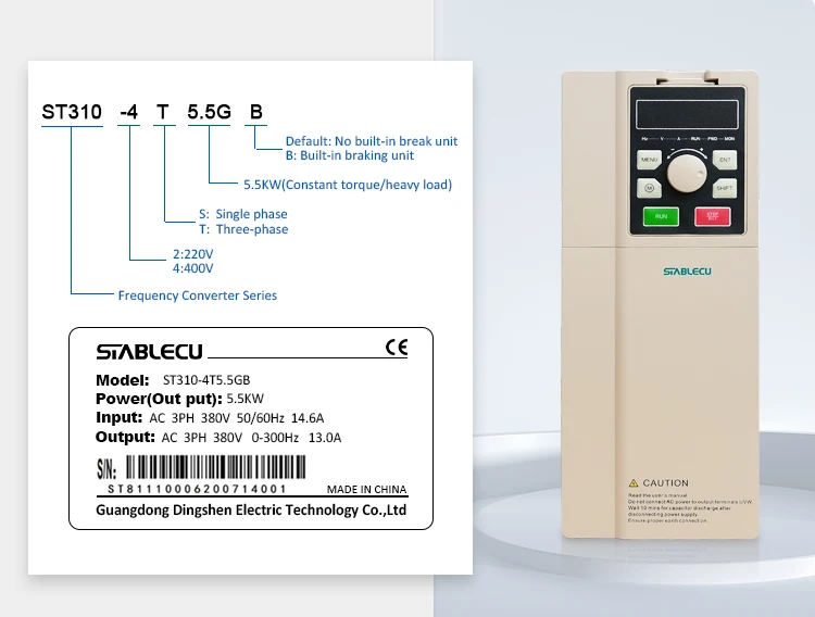 220V 5.5KW VFD 3 Phase Variable Frequency Converter AC Drive Speed Control Vector Variable Frequency Inverter CE Certified manufacture