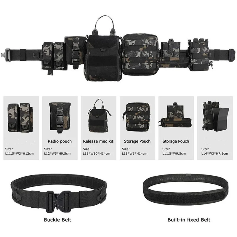 Wholesale Multifunctional Adjustable Modular Equipment Tactical Belt Adjustable Premium Duty Belt Quick-Release with Pouches