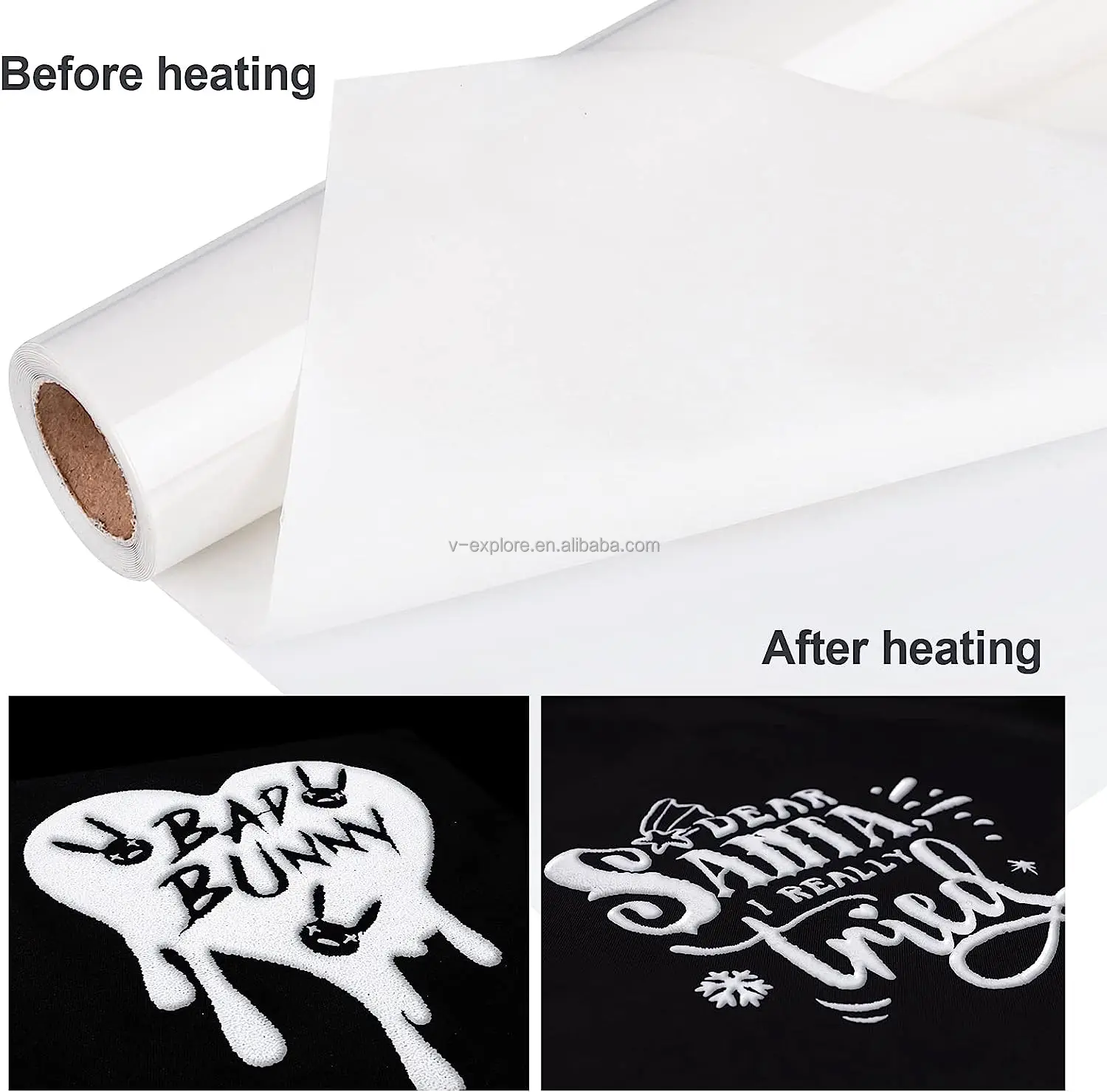 High Quality Printable 3d Puff Htv White Color Heat Transfer Vinyl ...