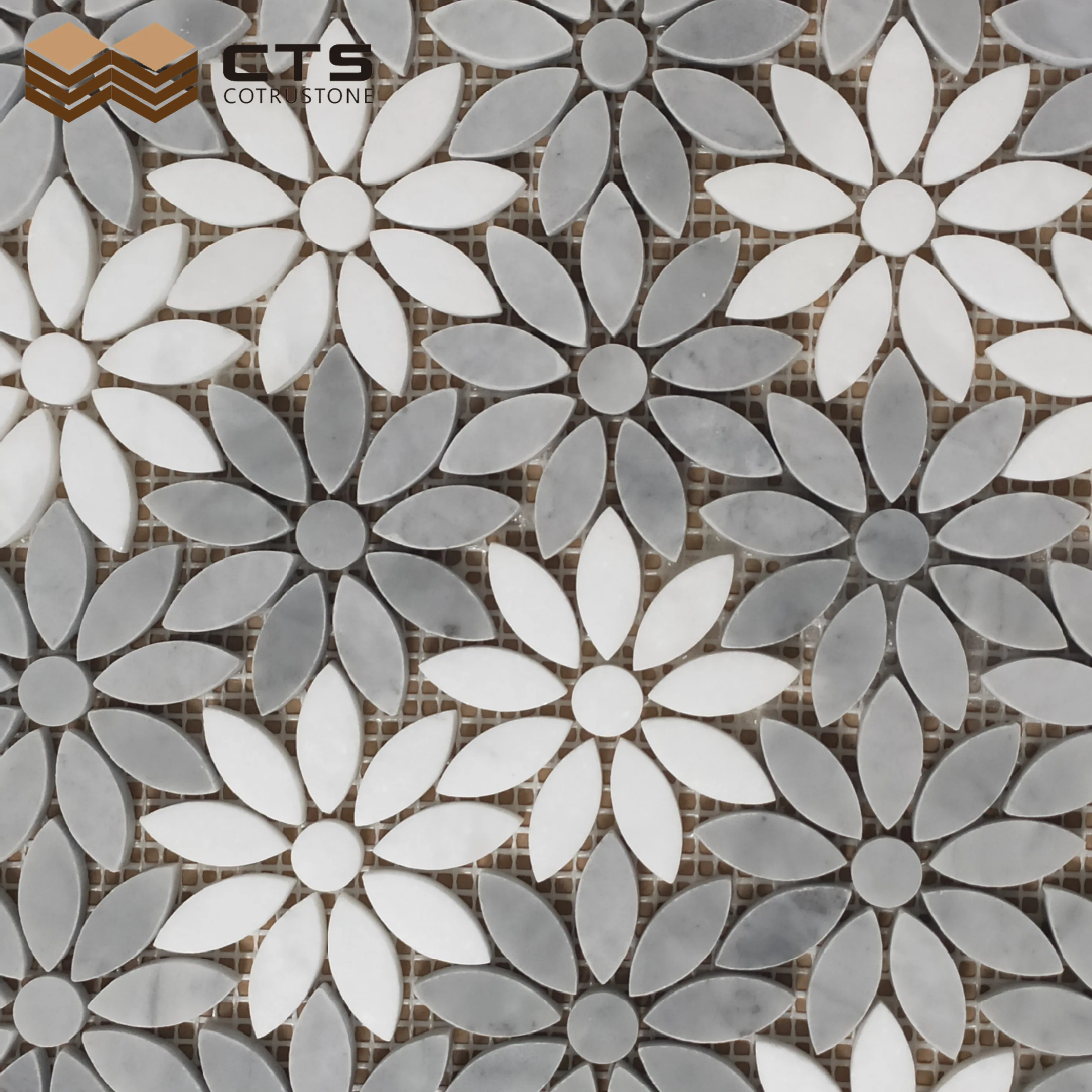 White Marble Floor Flower Mosaic Tile Bathroom decoration