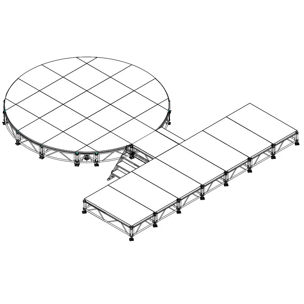 6M Round Stage Aluminum Assembly Stage T Shape Platform Adjustable Height  Circle Stage for Event Concert Show Wedding Party