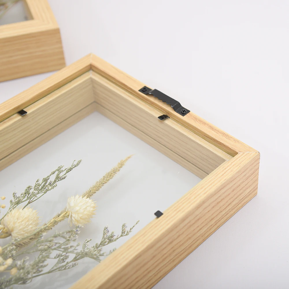 Artwork Dried Flower Display Table Decoration Double Sided Real Glass