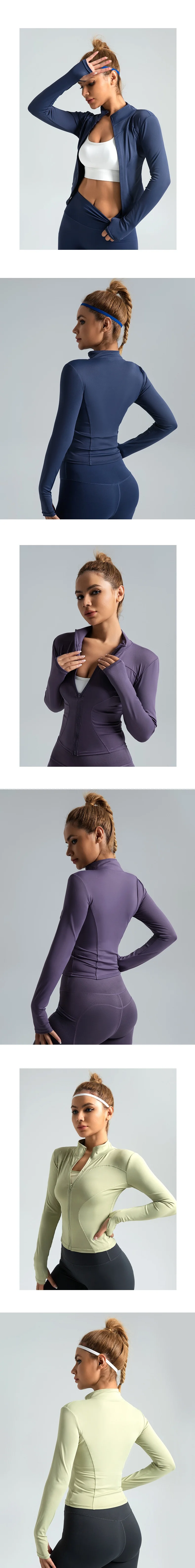 Wholesale high quality womens gym yoga jackets top custom logo fitness yoga zipper jacket outer wear yoga training clothes coat supplier