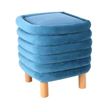 Custom 2026 Hot Selling Wholesale Cheap New Style Colorful Blue Stool Squares Storage Velvet Ottoman Stool