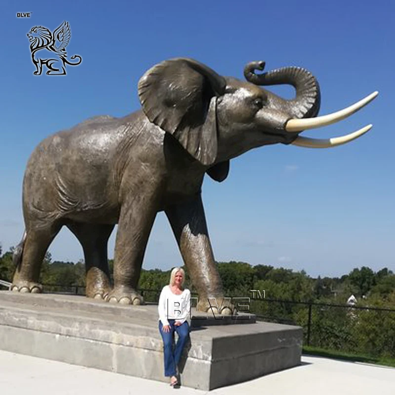 フランスの有名な大型屋外装飾ブロンズ象の彫刻、金属製等身大動物猿の