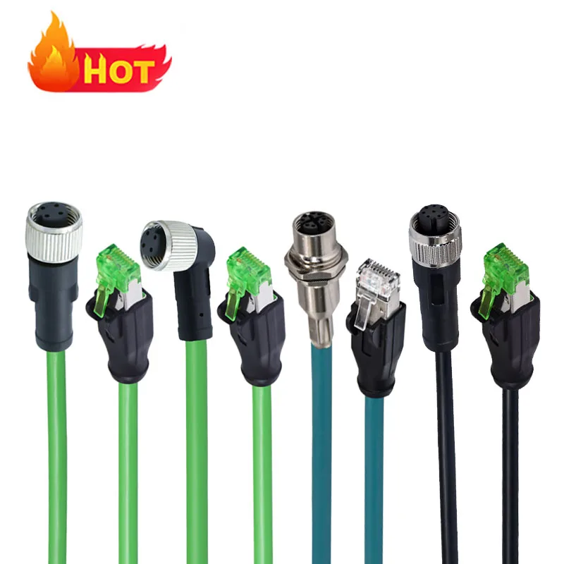 M12 To Rj45 Connector Cable Joiner M12 3 4 5 8 12 17 Pin A B C D X Code Male Female Plug Waterproof Connector