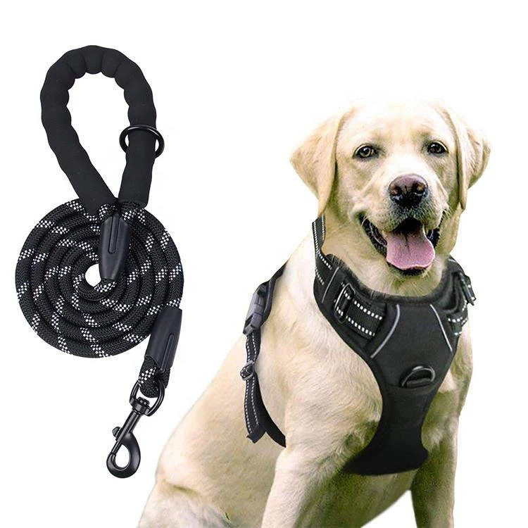 New Neoprene Custom Reflective Tough Adjustable Pet Dog Training Har Set Harness Luxury Leash No Pull Dog Harness