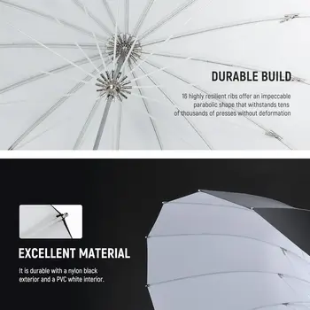 NEEWER 71"/180cm Parabolic Reflective Umbrella Photography with Silver Inner, Soft Lighting with Diffuser Cover, Bag, Quick product image