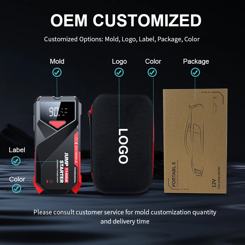 High-Power 10000mAh Car Jump Starter Multi-Function Portable Lithium Battery Power Bank with 2000A 45W Total Output