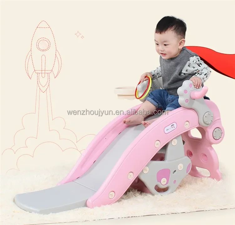 Plastic Multifunctional Slide Combined With Rocking Function Animal Bear Swing Rocking Horse Set With Slide  2-in-1 for Kids