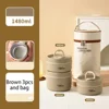 Light brown-Microwave 3-tier rice box